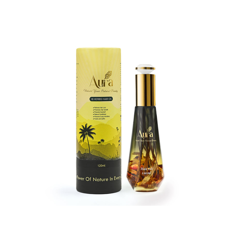 Aura 18 Herbs Hair Oil – Herbal Formula for Stronger, Healthier Hair